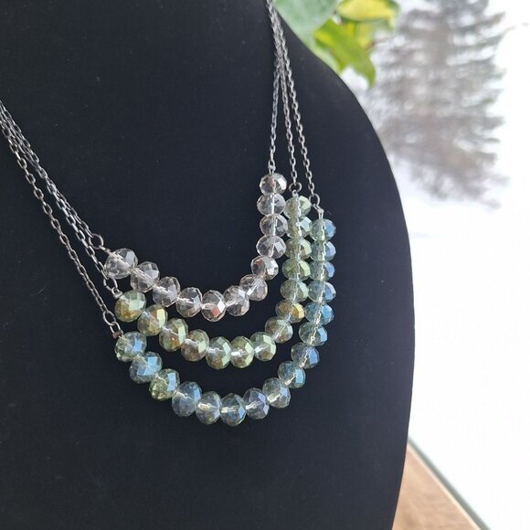 Express Multi‎ Layered Bead Necklace Adjustable Chain Lobster Clasp - Picture 2 of 7